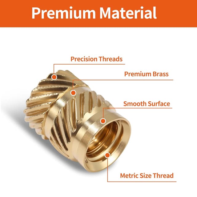 Detalle 2 de Set 308 inserti filettati con scatole in plastica per stampa 3D (M2–M6) e utensili per inserimento a caldo in ottone