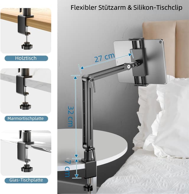 Thumbnail 6 de Feising Aluminium Tablet-Halterung mit Schwenkarm (360°) für iPad & Galaxy – bis 15,6 Zoll