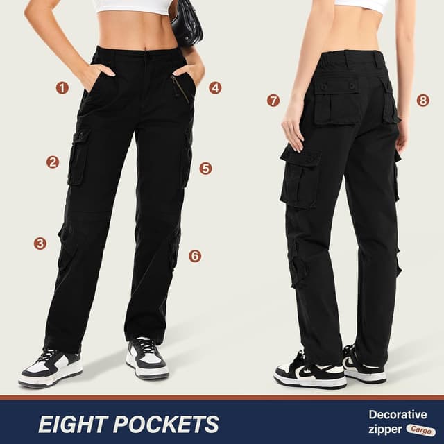 Detalle de Alfiudad Women’s Cargo Pants with Pockets for Hiking, Work & Everyday Wear
