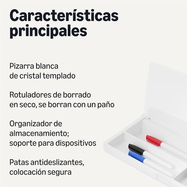 Detalle 2 de Amazon Basics Pizarra blanca de borrado en seco 40,6×4,8 cm ✏