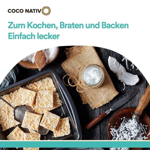 Detalle 2 de CocoNativo Bio Kokosöl, native Rohkostqualität, 2×1000 ml (2 L) – zum Kochen, Braten, Backen & für Haut und Haare