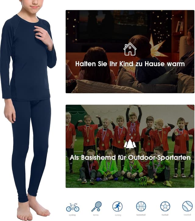 Detalle de HOPLYNN Thermal-Set Kinder Funktionsunterwäsche für Ski & Outdoor