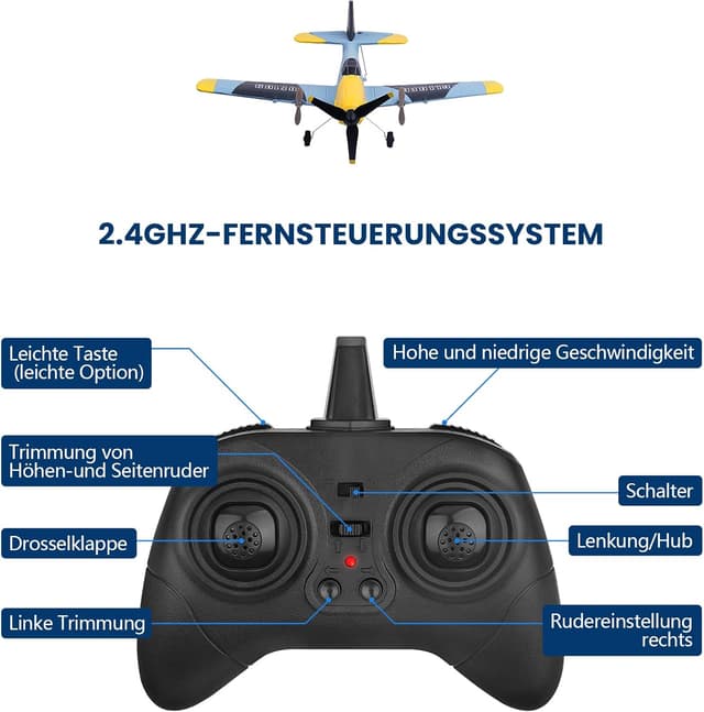 Thumbnail 6 de Henakmsl BF109 RC Flugzeug 3-Kanal