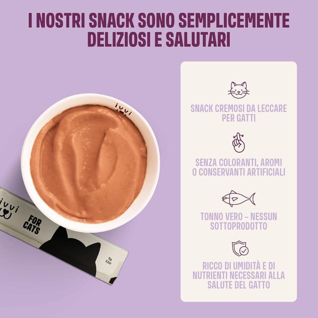 Detalle de ivvi Relax Essenza per Gatti – Crema funzionale alla camomilla, L-triptofano e magnesio con vero tonno