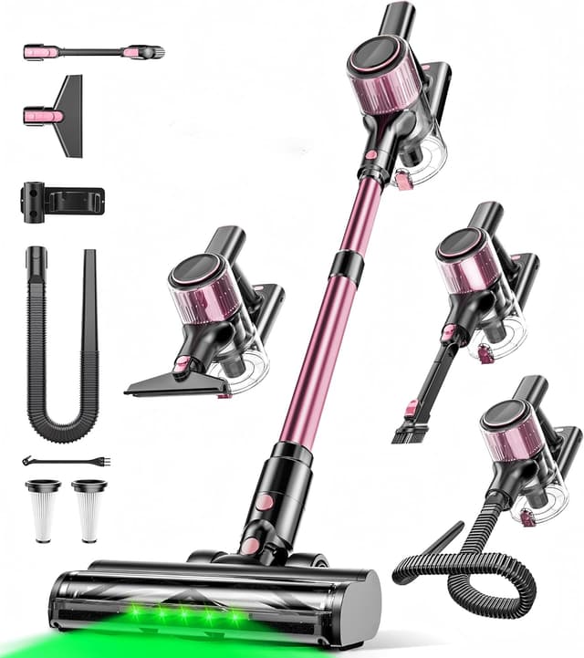 Detalle de SUXIANGVAC Cordless Vacuum Cleaner (45Pa suction, 500W motor, up to 45 minutes) in Pink
