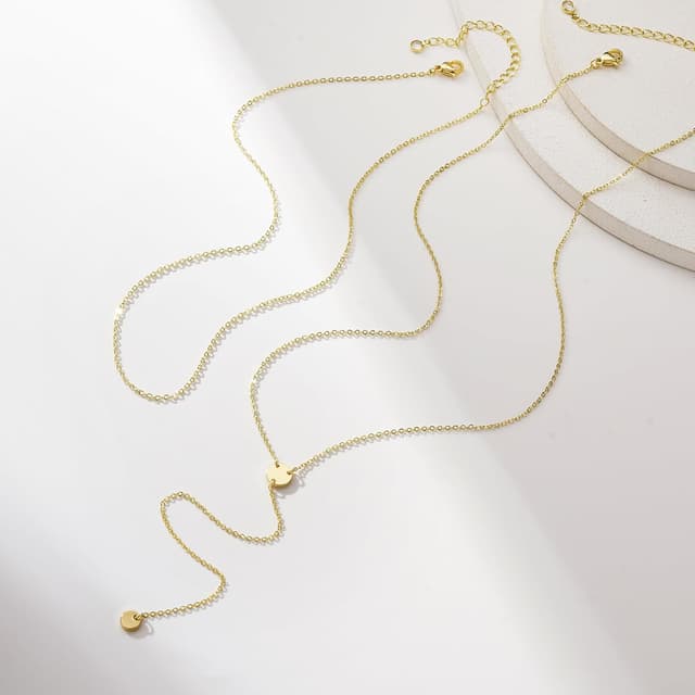 Detalle de TINGN Damen Halskette Gold vergoldet 14k mit Herz-Anhänger im Layering-Design