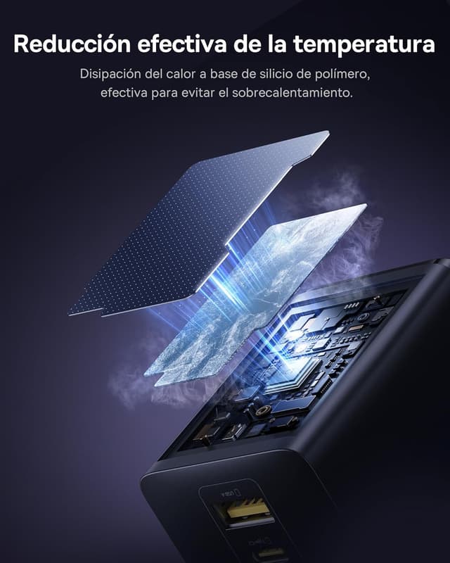 Detalle 2 de Baseus Enerfill 100W Cargador USB-C con 3 puertos ⚡
