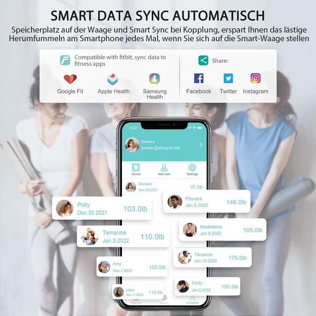 Thumbnail 5 de ABLEGRID Körperfettwaage Elektronisch mit Muskelmasse 180 kg