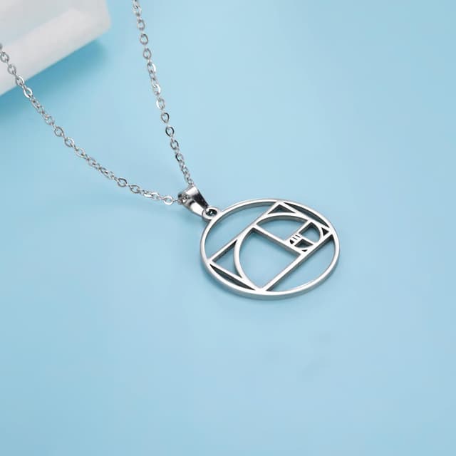 Detalle 2 de VASSAGO Fibonacci-Sequenz Halskette mit Golden-Ratio-Spirale – geometrische Mathematik-Schmuckkette als Geschenk