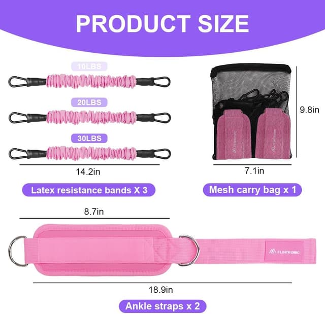 Detalle 2 de flintronic tobilleras poleas gym 2 piezas