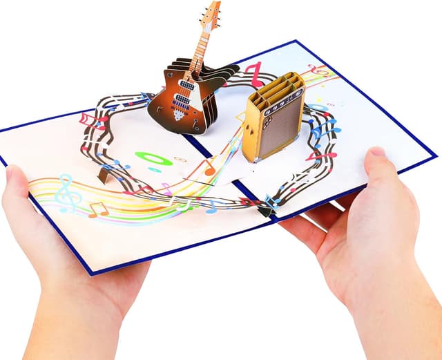 Detalle 2 de Guitar pop up greeting cards with envelope