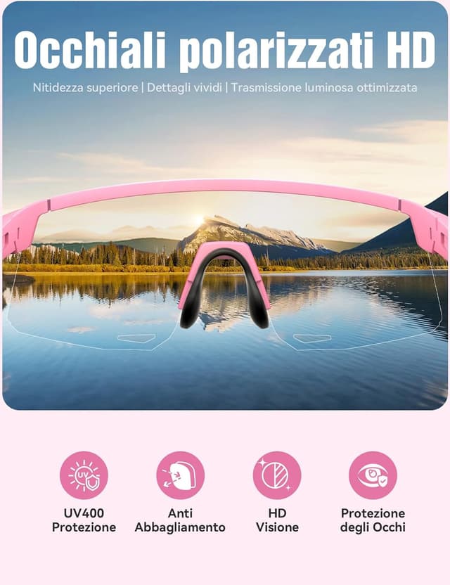 Detalle de JOYROOM occhiali ciclismo TR90 con nasello regolabile, lenti polarizzate TAC e UV400