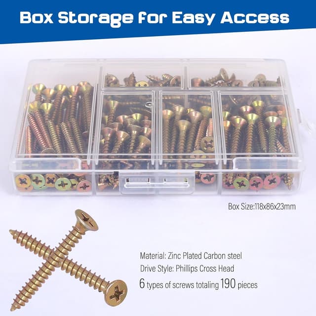 Detalle 2 de AMLOOPH M3.5 wood screws assortment (190pc) in plastic box