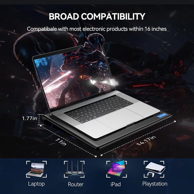 Detalle 1 de TECKNET Laptop Cooling Pad 110mm fans