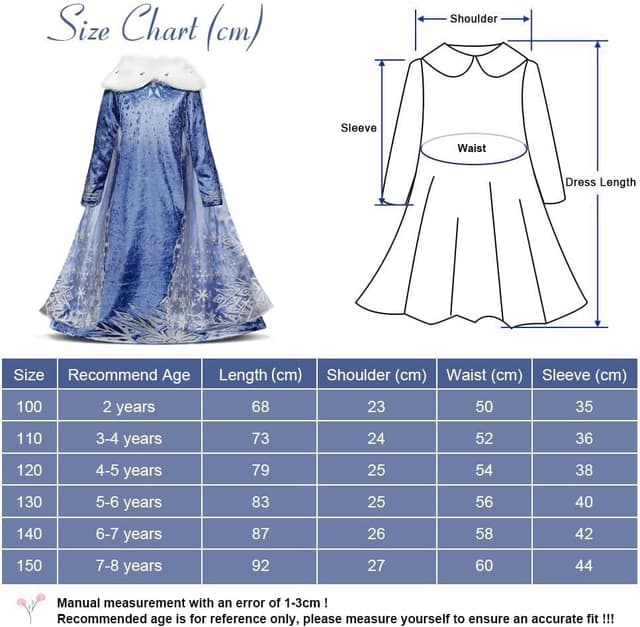 Detalle de URAQT Vestito Principessa con mantello, corona e scettro per bambina (fantasia in velluto)