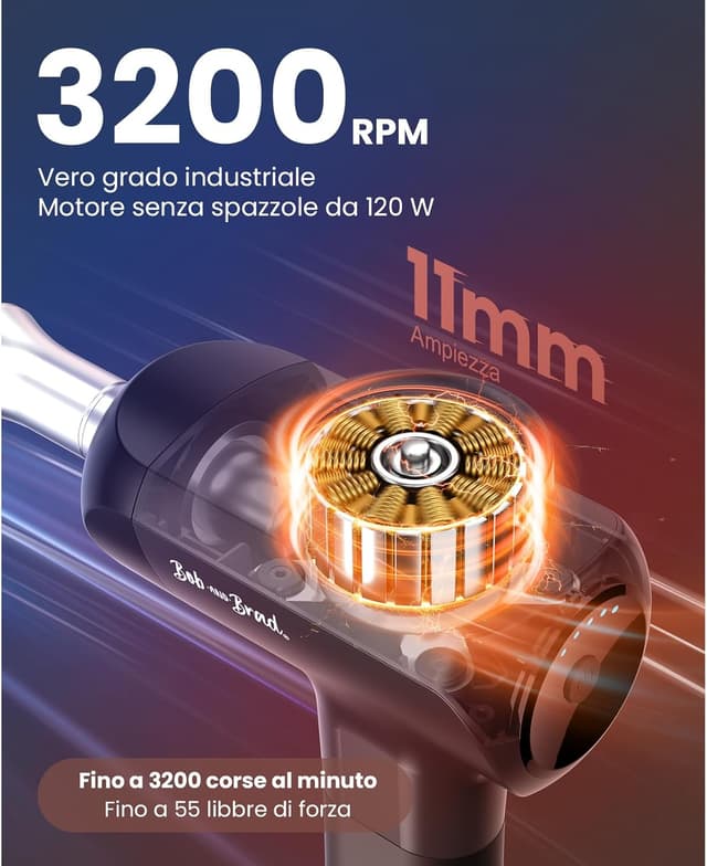 Detalle 2 de BOB AND BRAD X6 Ultra massaggiatore a pistola portatile con calore e terapia LED rossa