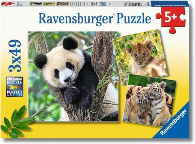 Detalle de Ravensburger Panda Tigre Leone 3x49 Puzzles
