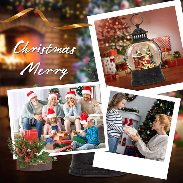 Thumbnail 5 de Christmas Snow Globe Water Lantern with Timer and Music