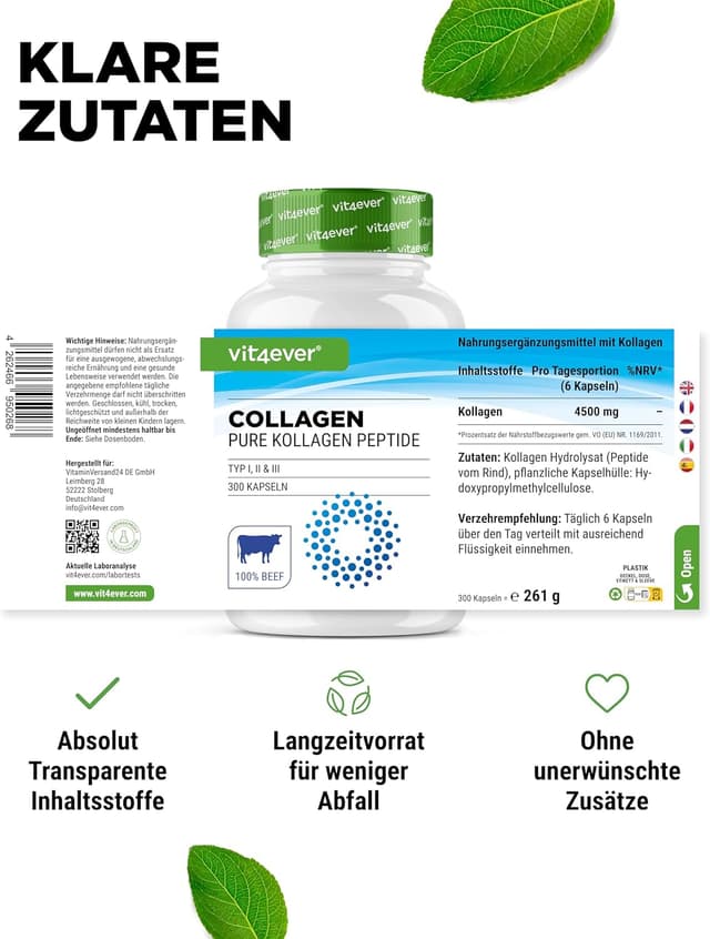 Thumbnail 4 de vit4ever Collagen 300 Kapseln Hochdosiert