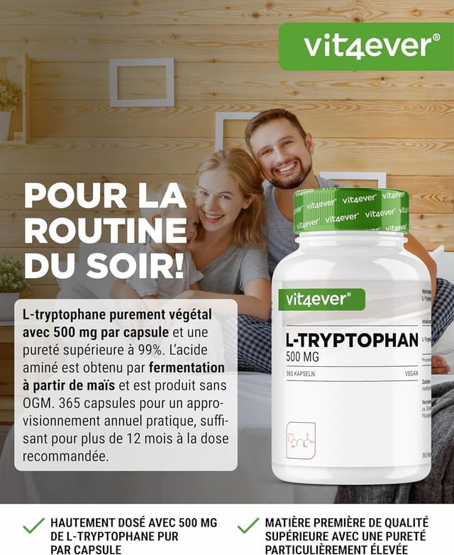 Detalle 2 de L-tryptophane 500 mg 365 gĂ©lules đ