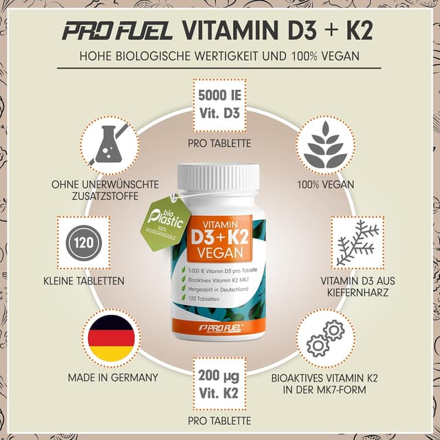 Detalle 2 de Vitamin D3 K2 VEGAN 120 Tabletten ⚡