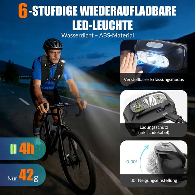 Detalle de ONETOALL Laufweste Damen mit 2 faltbaren Trinkflaschen (500 ml) & reflektierendem LED-Licht – 13 Reflektorpunkte