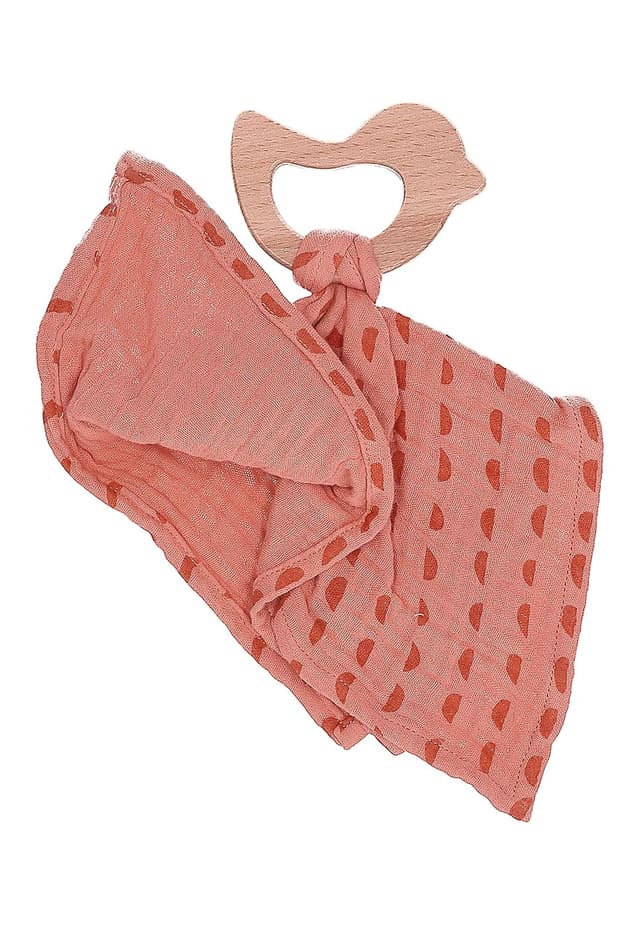 Detalle de Sterntaler Baby Schmusetuch Enna & Otti mit Beißring – Bio-Koralle, waschbar (unisex)