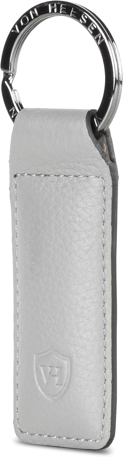 Detalle de VON HEESEN® Leder-Schlüsselanhänger mit Geschenkbox (Grau) – Schlüssel Organizer & Schlüsselband