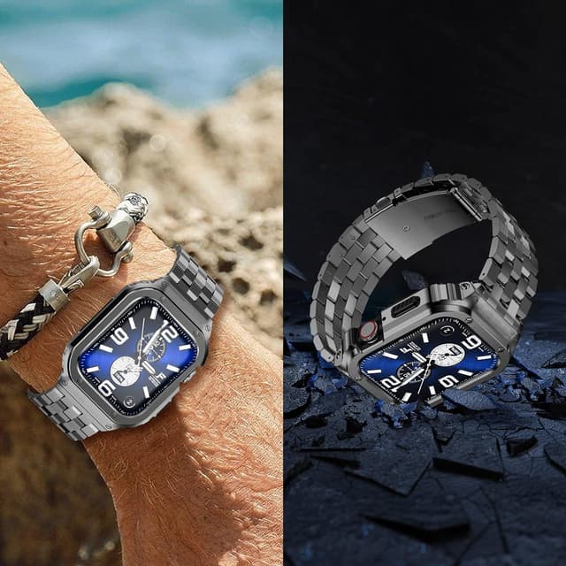 Detalle 1 de SUPLINK Stainless Steel Case with Strap for Apple Watch (316L metal bumper strap)