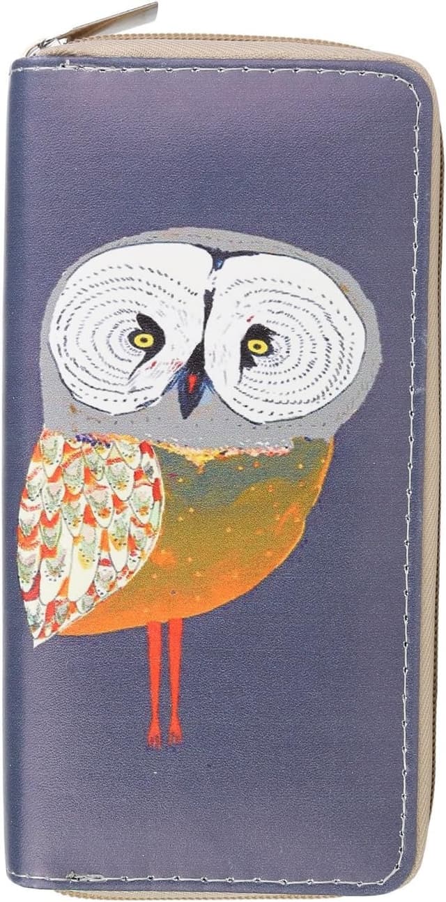 Detalle 2 de Portafoglio donna gufo blu grigio 19 cm