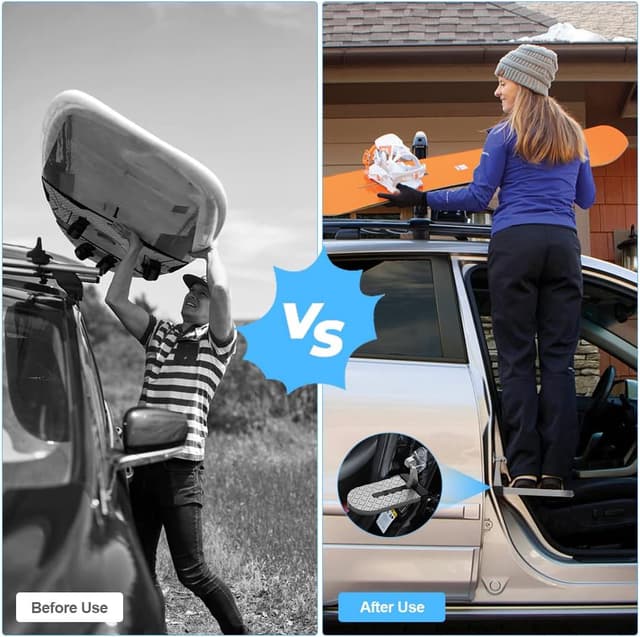 Detalle 2 de URAQT Car Door Pedal & Roof-Rack Foot Ladder with Safety Hammer (Grey)