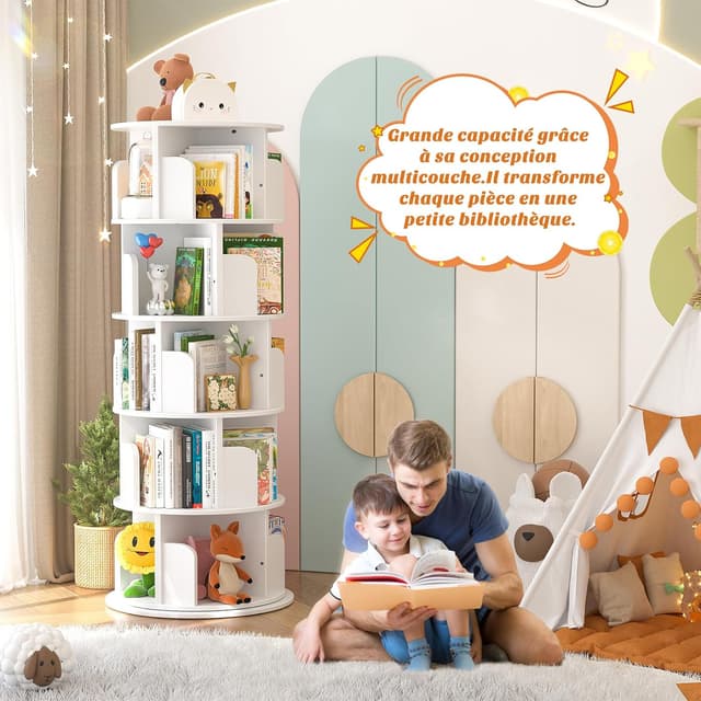 Thumbnail 4 de iSunirm Bibliothèque rotative à 5 Niveaux