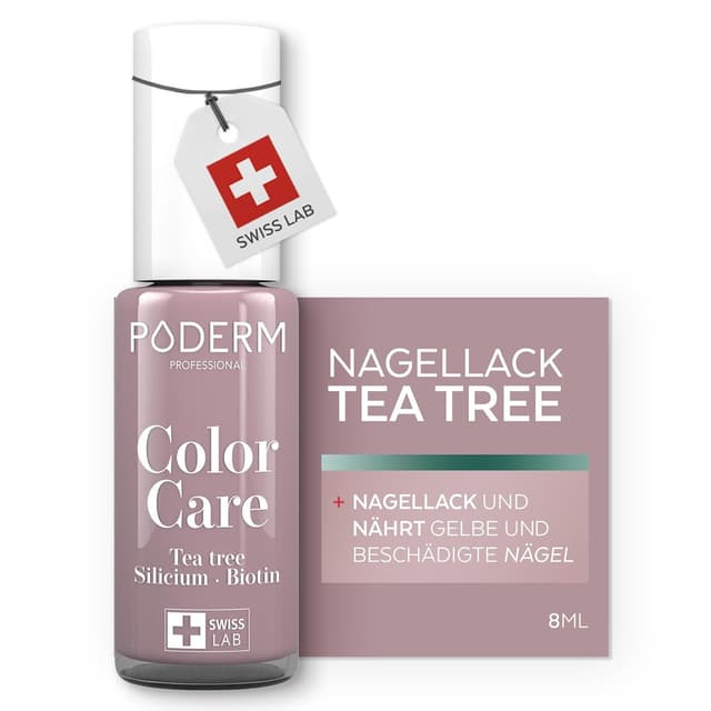 Detalle de PODERM TEEBAUM-Nagellack Color Care Parma – 2-in-1-Pflege für gelbe oder brüchige Nägel