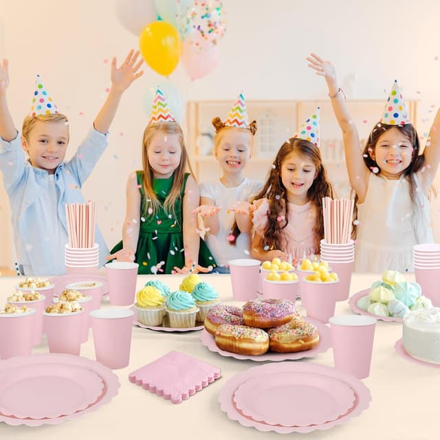 Thumbnail 6 de NatNarr 125 Stück Rosa Pappteller Set 23/18 cm