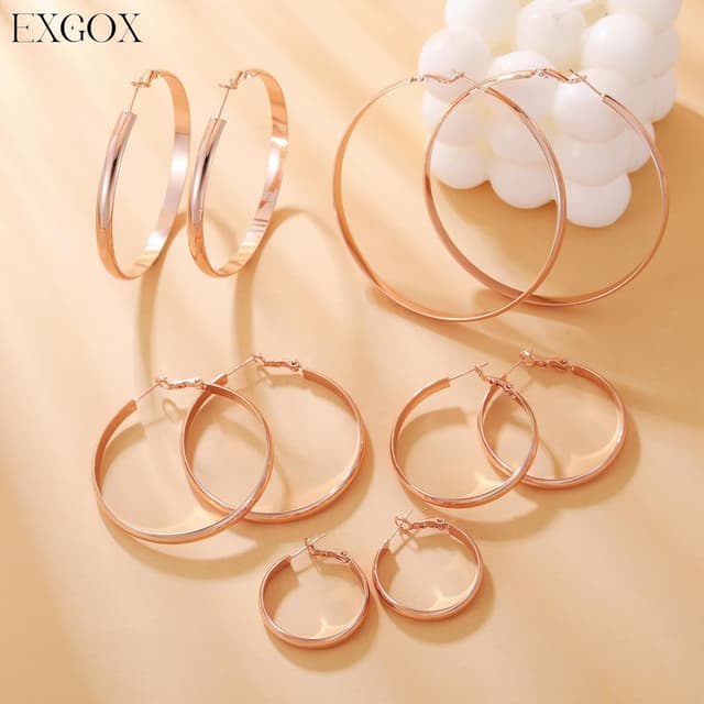 Detalle de EXGOX Creolen aus Silber 925 für Damen, 5 mm breit – 14K vergoldet, hypoallergen, in 30/40/50/60/70 mm