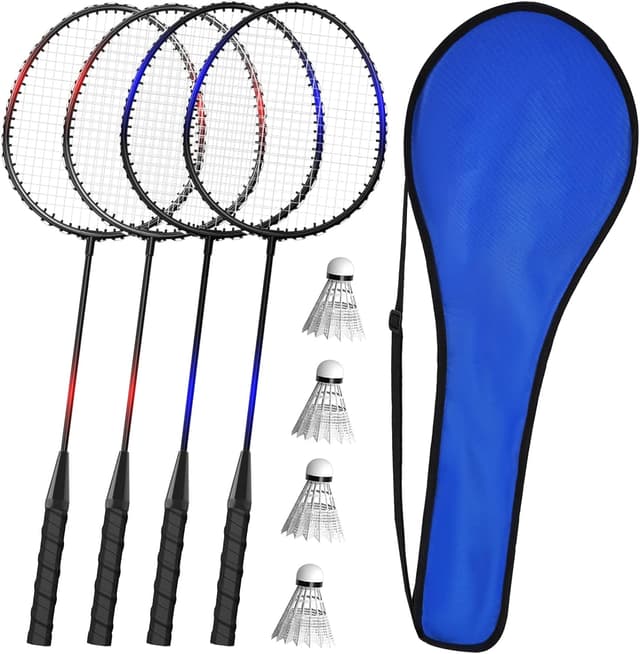 Detalle de Keehoo KH Federball-Set Badminton-Schläger (2–4 Spieler) mit Federbällen und Tragetasche