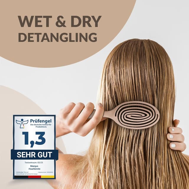 Detalle de marQus Haarbürste ohne Ziepen – Entwirrbürste mit Doppelspiralfeder (1 Stück), Metallic Braun