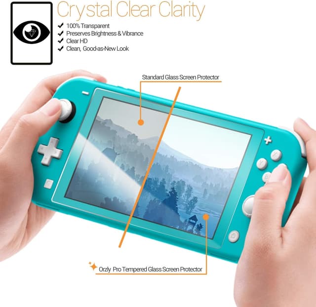 Detalle de Orzly Panzerglas Displayschutzfolie für Nintendo Switch Lite (2019) – 4er-Set