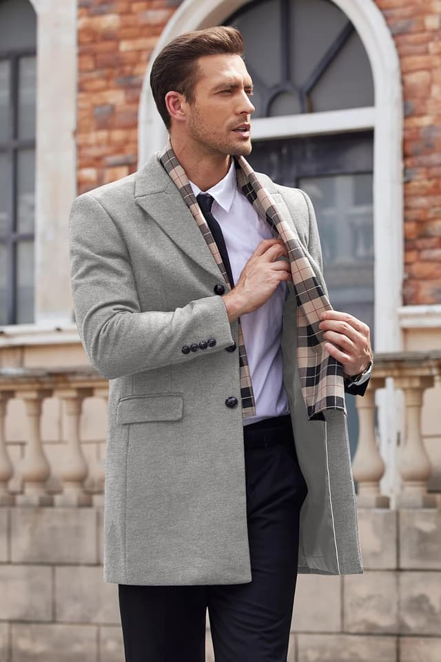 Detalle 2 de COOFANDY Wool Coat with Detachable Scarf ⚙