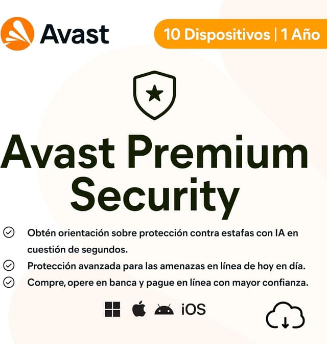 Detalle de Avast Premium Security 2026 1 año para 10 dispositivos