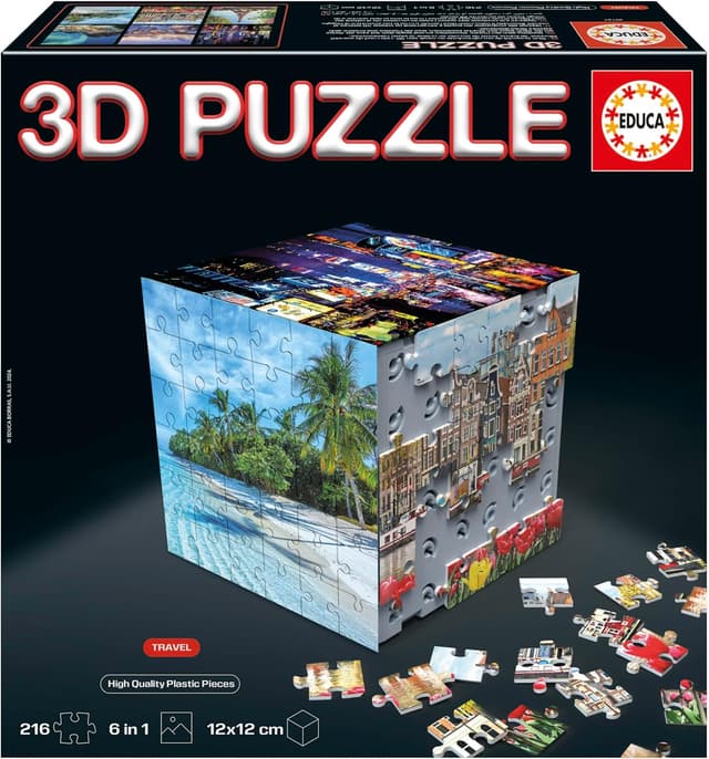 Detalle de Educa 3D Puzzle Reise: Würfel-Puzzle mit 216 Teilen (ab 6 Jahren)