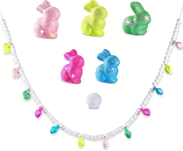 Detalle de BrilliantJo Pompons Girlande mit bunten Hasen (Osterdeko) – zum Aufhängen, ca. 1,8 m