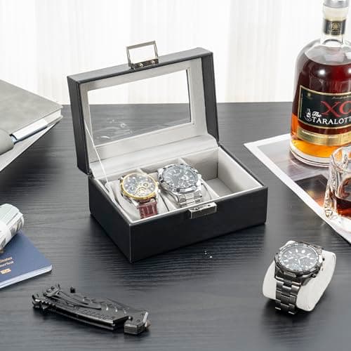 Thumbnail 6 de ProCase caja para 3 relojes con tapa de cristal y cojín extraíble (negro)