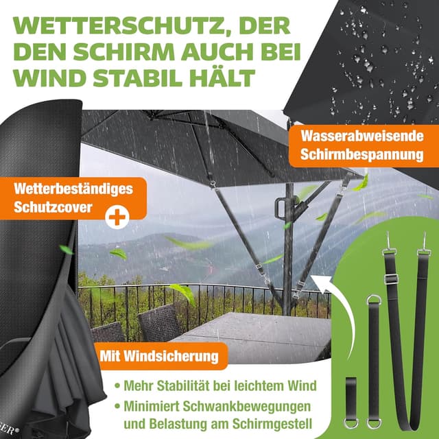 Thumbnail 6 de KESSER® Kurbelschirm Sonnenschirm 250x250 cm mit Kurbel, 360°-Funktion und UV-/Wasserschutz (Anthrazit)