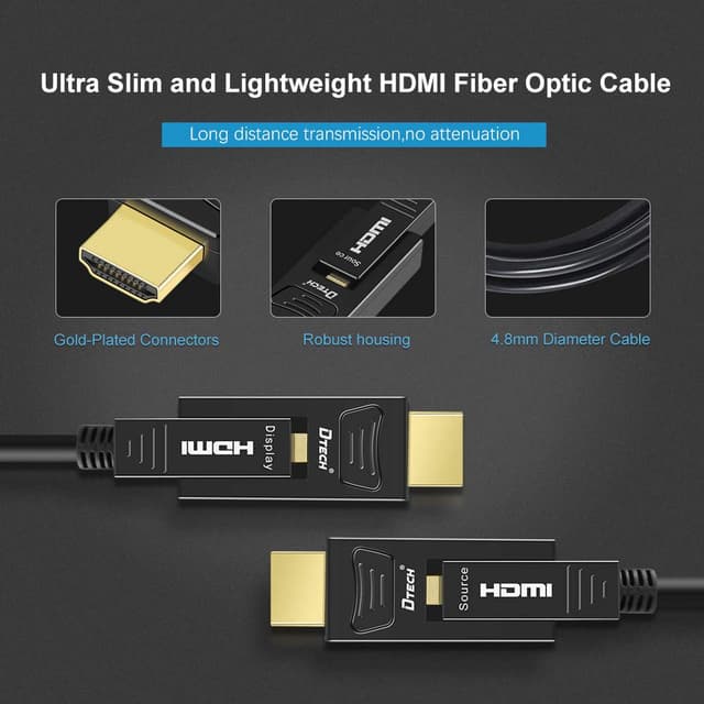 Detalle 2 de DTech 15m 4K HDMI Cable 60Hz 4:4:4