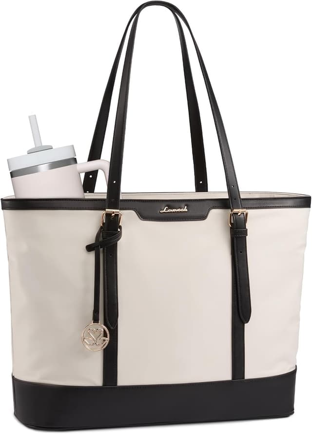 Detalle de LOVEVOOK large tote bag handbag for women with waterproof PU base and 15.6-inch laptop compartment