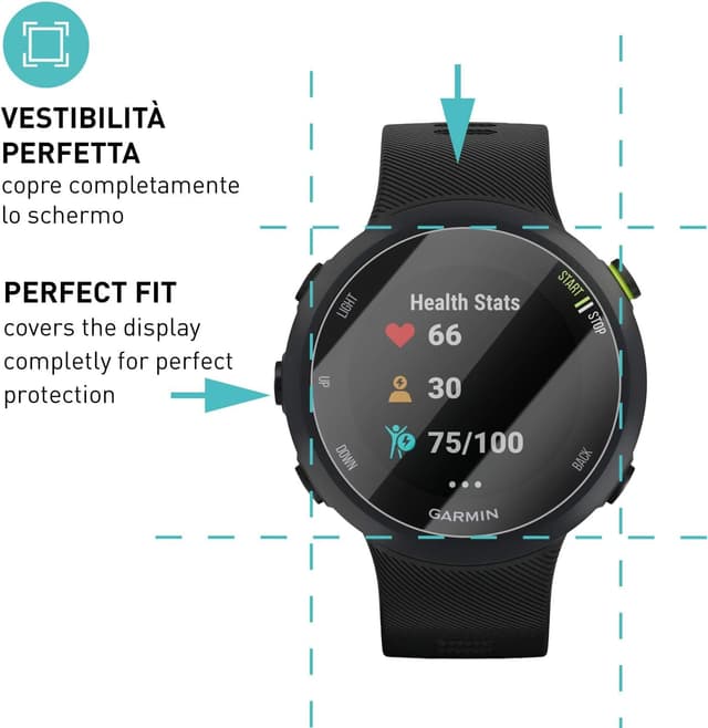Detalle de smartect Vetro Temperato Clear (3 pezzi) per Garmin Forerunner 45 / 45s / 55, anti-graffio 9H, senza bolle