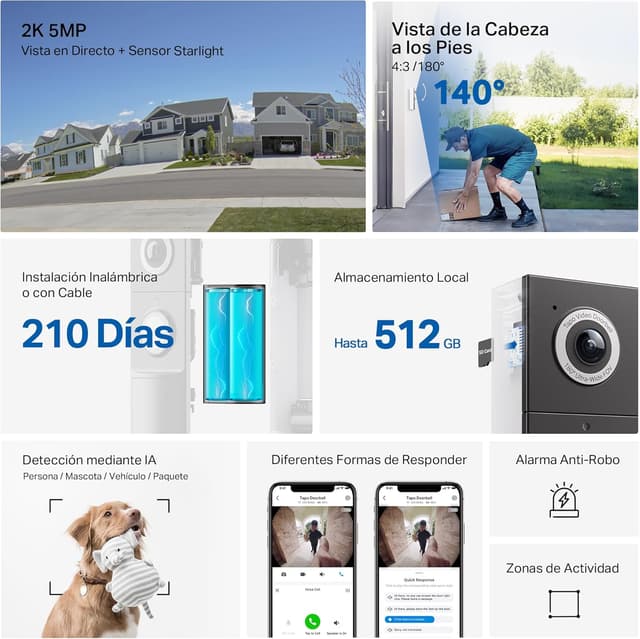 Detalle de Tapo D235 Timbre inteligente 2K 5MP con visión nocturna a color