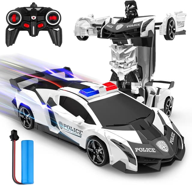 Detalle de Macchina radiocomandata 2 in 1 trasformabile auto/robot a 360° 2.4Ghz Giochi per bambini 3-10 anni