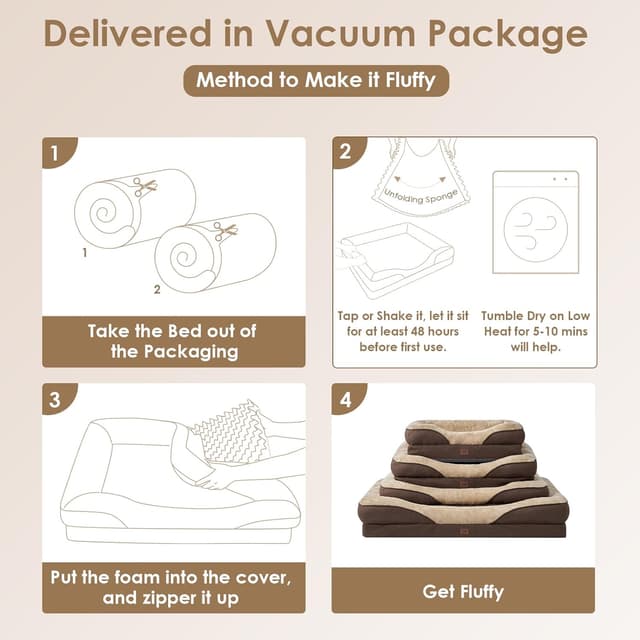 Thumbnail 6 de EHEYCIGA XL Memory Foam Orthopaedic Dog Bed (104x68x19cm) with Side Bolsters, Waterproof Liner & Removable Cover